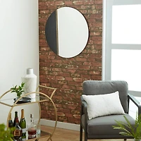 28" Black Contemporary Marble Wall Mirror