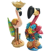 Design Toscano Luau Larry & Flamingo Frank Pink Flamingo Garden Statues Set