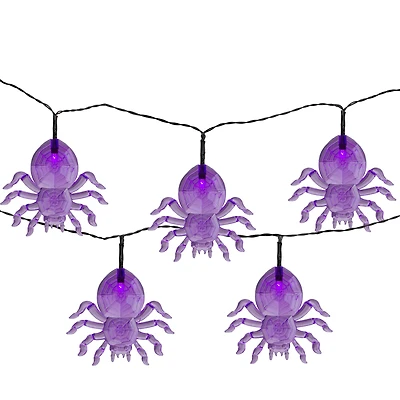 10ct. Purple LED Spider Halloween Lights