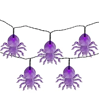 10ct. Purple LED Spider Halloween Lights