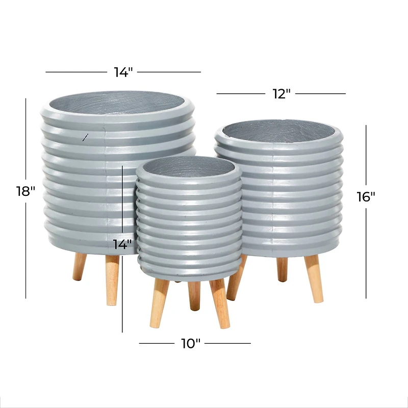 Set of 3 Grey MgO Contemporary Planter 18", 16", 14"