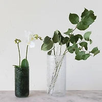 Hello Honey® 9" Green Seeded Glass Hurricane Vase