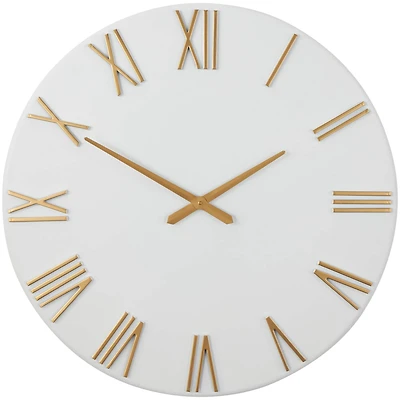 31" Modern White & Gold Metal Wall Clock