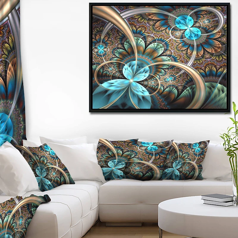 Designart - Light Blue Fractal Flower