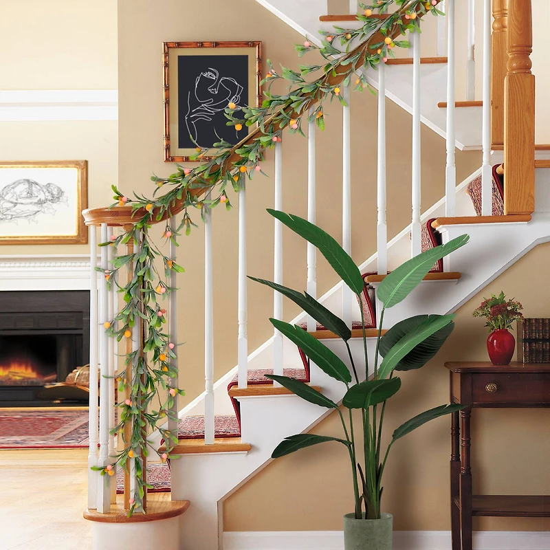 5ft. Green and Yellow Mistletoe with Berries Spring Garland