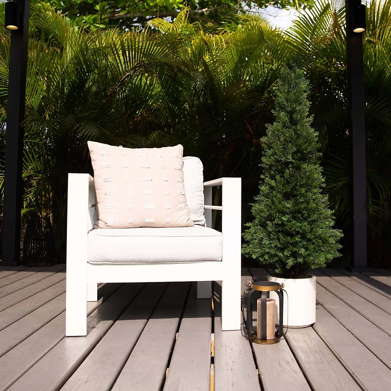 4ft. UV-Resistant Cedar Tree in White Planter