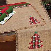 DII® 108" Embroidered Tree Burlap Table Runner