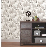 RoomMates Netflix Stranger Things Hawkins Woods Taupe Peel & Stick Wallpaper