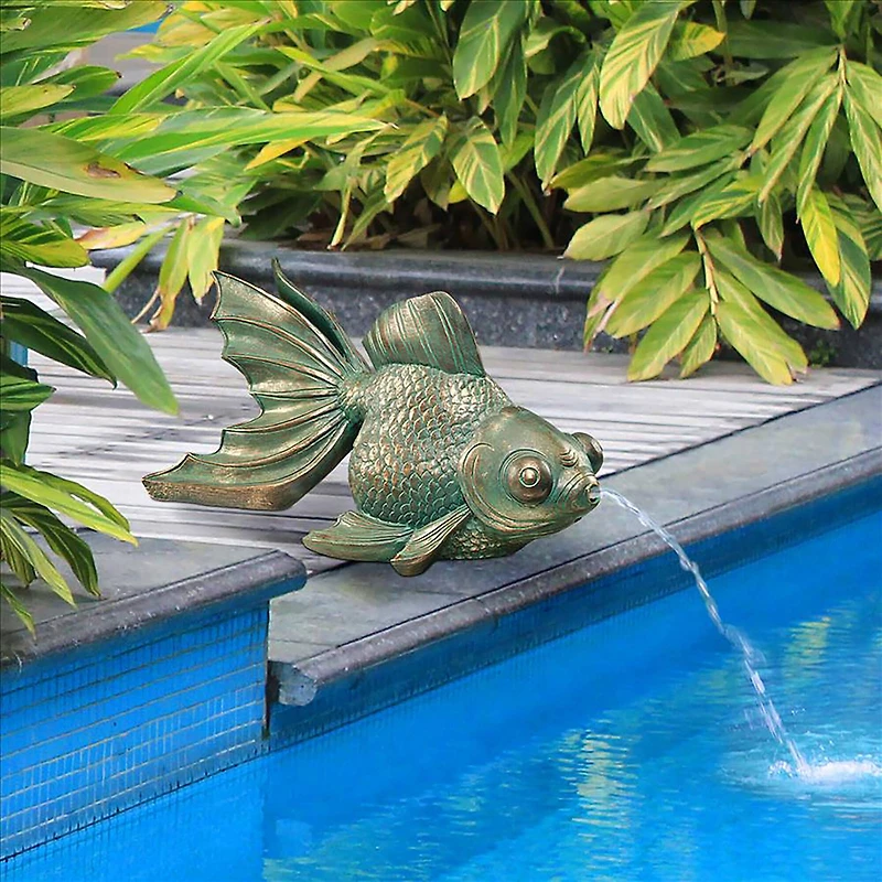 Design Toscano Butterfly Asian Koi Piped Spitter Statue