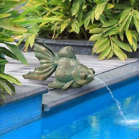 Design Toscano Butterfly Asian Koi Piped Spitter Statue