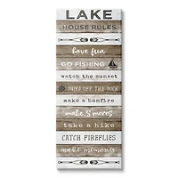 Stupell Industries Lake House Rules List Rustic Pattern Boat Oars Canvas Wall Art