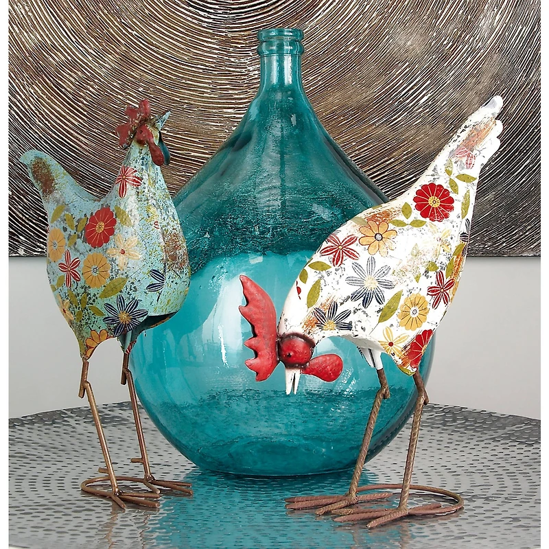 22" Turquoise Coastal Glass Vase