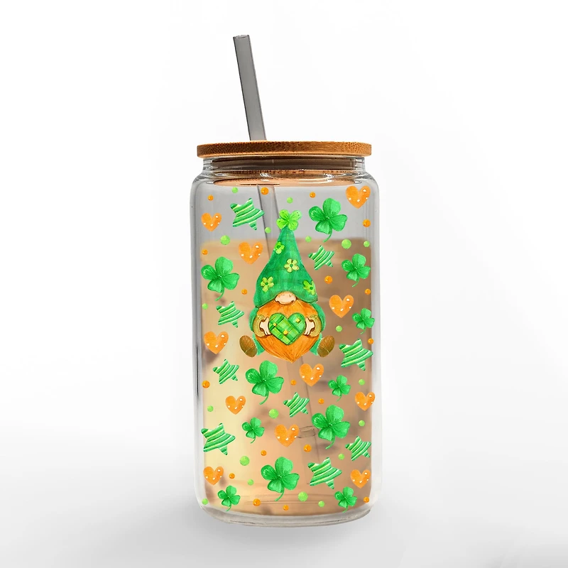 16oz. Irish Gnome Glass Can Cup