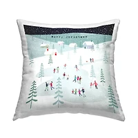 Stupell Industries Merry Christmas Ice Skating Pillow