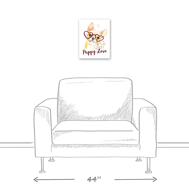 Heart Glasses Puppy Love 11" x 14" Canvas Wall Art