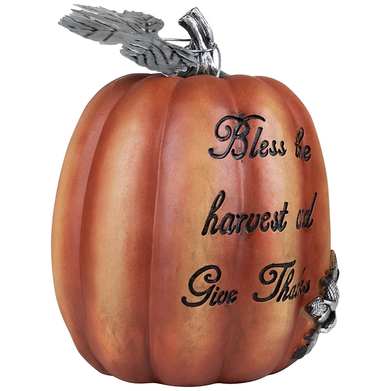 10" Bless the Harvest Pumpkin Tabletop Décor