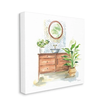 Stupell Industries Home Interior Bathroom Vanity Cabinets Blue Brown Painting Canvas Wall Art