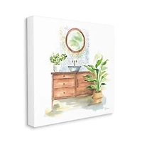 Stupell Industries Home Interior Bathroom Vanity Cabinets Blue Brown Painting Canvas Wall Art