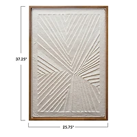 Hello Honey® 37.5" Ivory and Natural Modern Oak Wood Framed Textured Wall Art