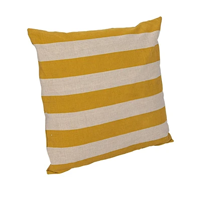 Hello Honey® 20" Yellow & Natural Cotton & Linen Striped Pillow