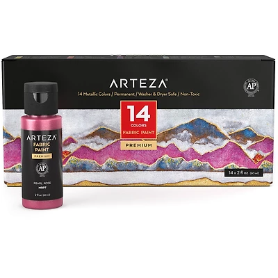 Arteza® 14 Color Metallic Fabric Paint Set