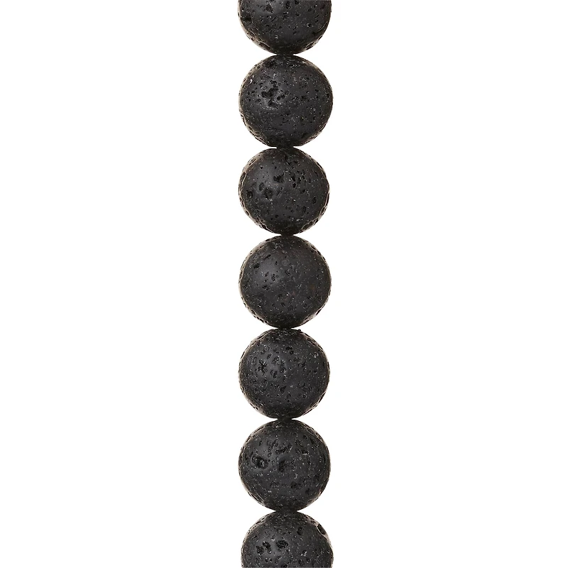 Black Natural Lava Round Beads, 12mm by Bead Landing™