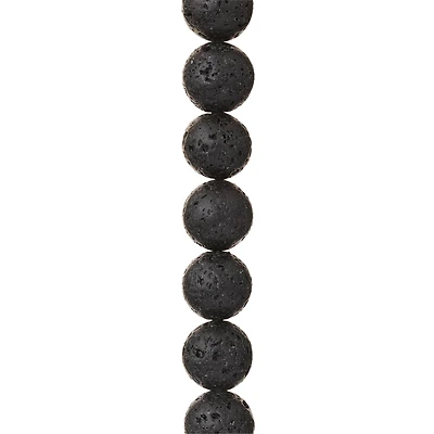 Black Natural Lava Round Beads, 12mm by Bead Landing™