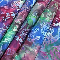 Feldman Batik Royal Raspberry Stamp Rose Cotton Fabric