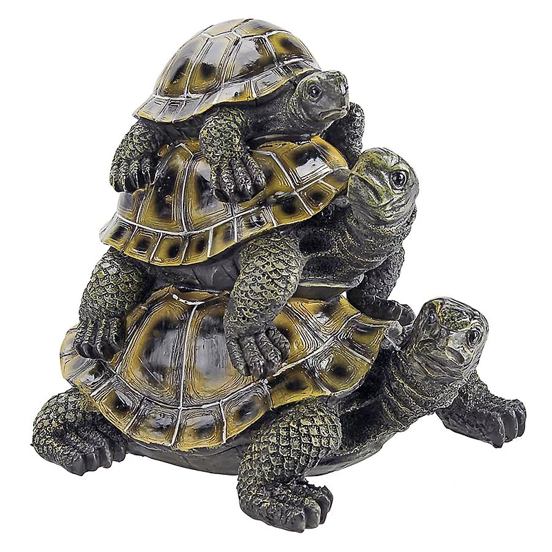 Design Toscano 9.5" Three's a Crowd Stacked Turtle Statue
