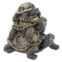 Design Toscano 9.5" Three's a Crowd Stacked Turtle Statue
