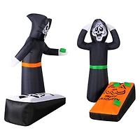 5ft. Inflatable Halloween Light Up Reapers Playing Corn Hole