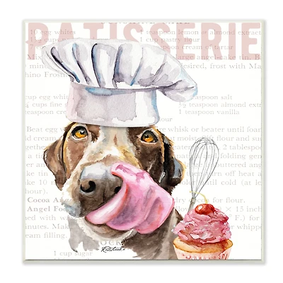 Stupell Industries Chocolate Labrador Dog Kitchen Bakery Pet Watercolor Painting, 12" x 12"