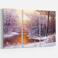 Designart - Winter Landscape with River