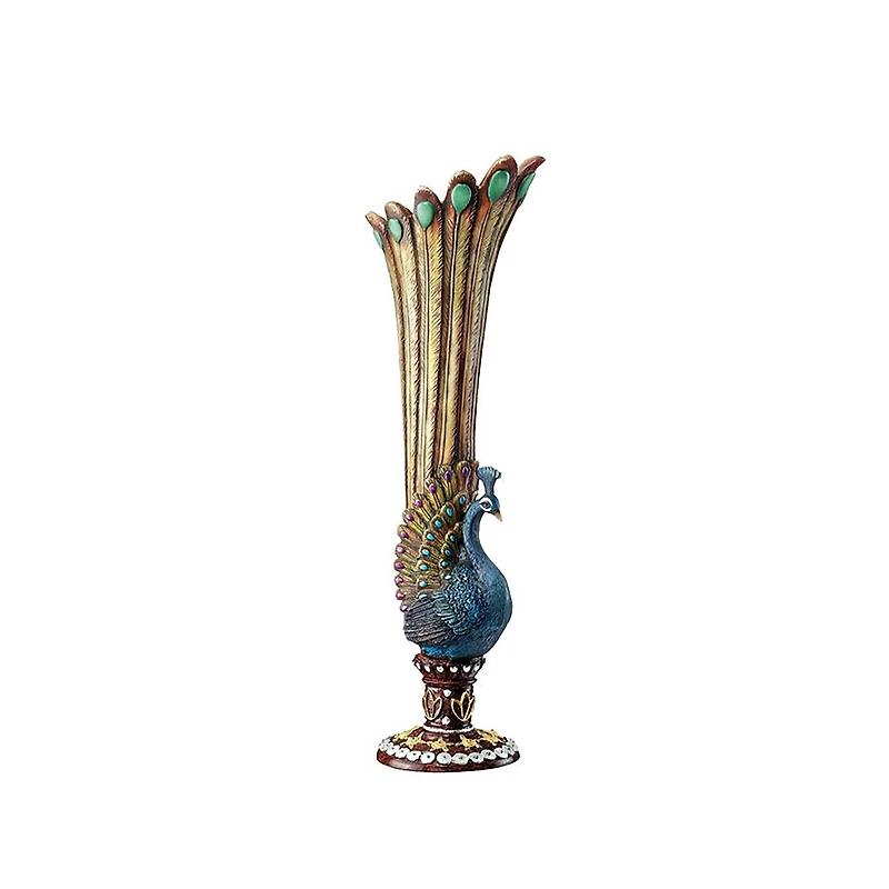 Design Toscano 13.5" Peacock Bud Vase