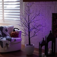 5ft. Pre-Lit Halloween Black Twig Artificial Tree with 240 Orange & Purple LED Lights
