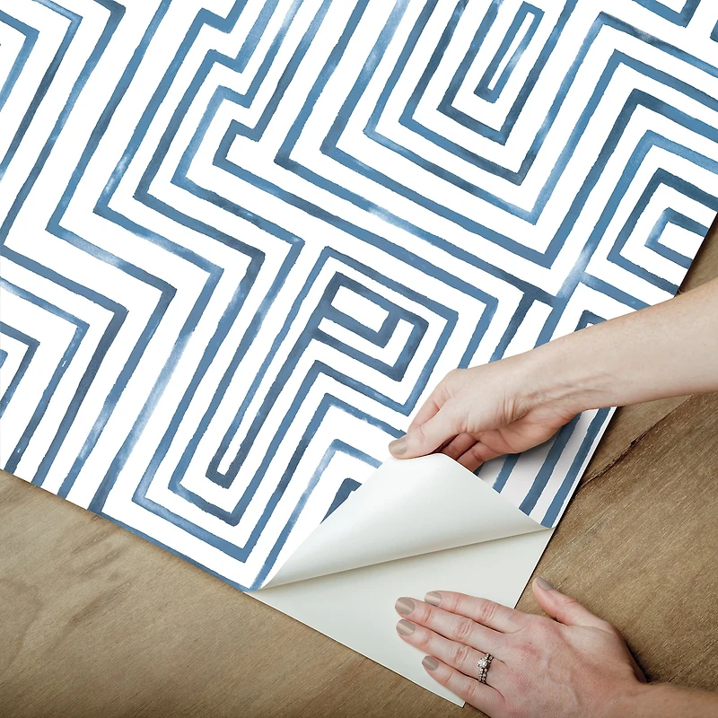 RoomMates Blue Warren Peel & Stick Wallpaper