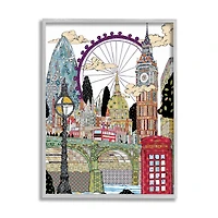 Stupell Industries Arabesque London Landmarks Gray Framed Wall Art