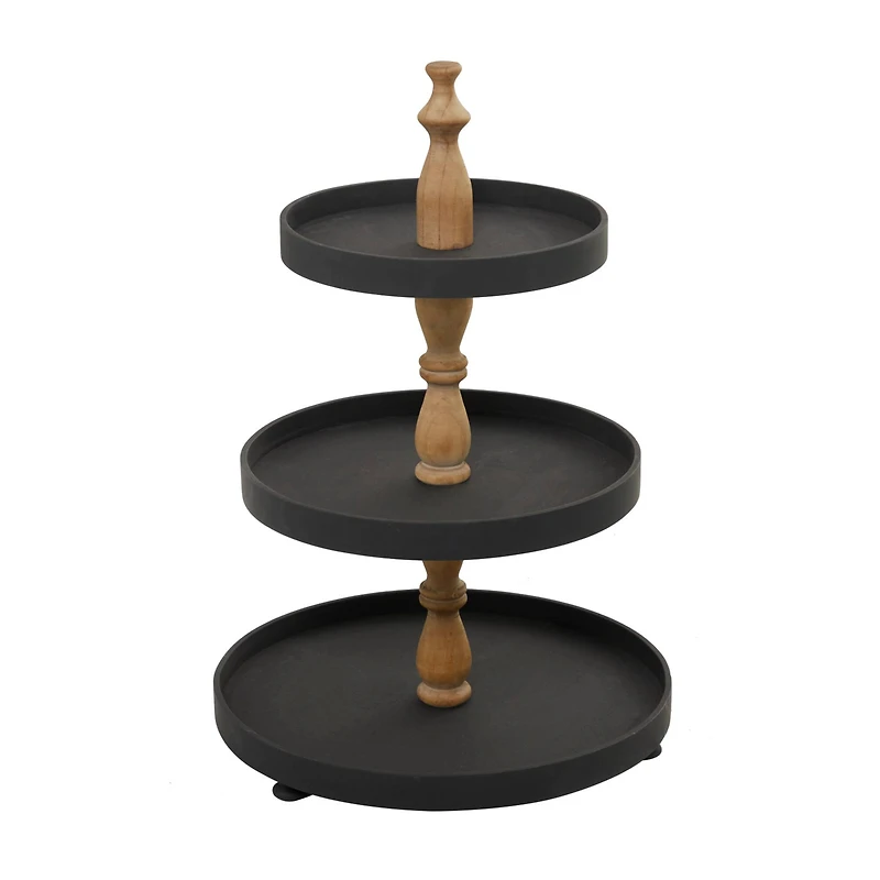 Black Traditional Tiered Server, 16" x 16" x 24"
