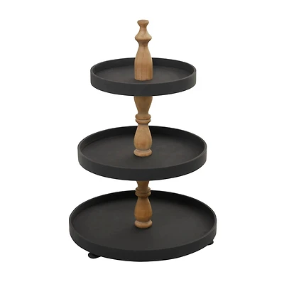 Black Traditional Tiered Server, 16" x 16" x 24"