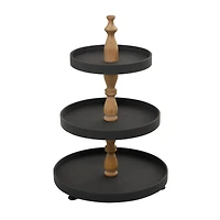 Black Traditional Tiered Server, 16" x 16" x 24"