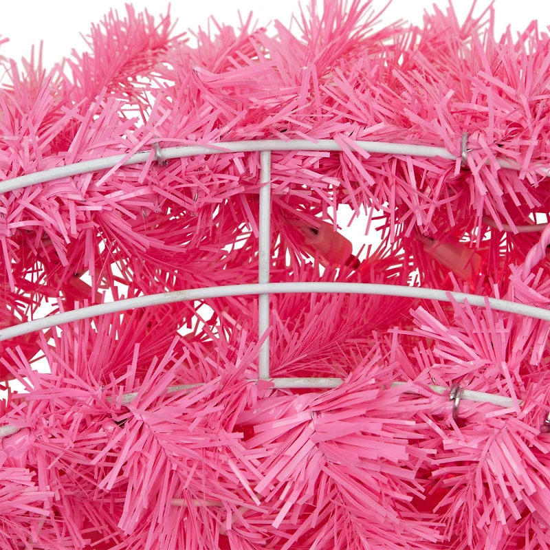 3ft. Pre-Lit Pink Spruce Christmas Wreath, Pink Lights