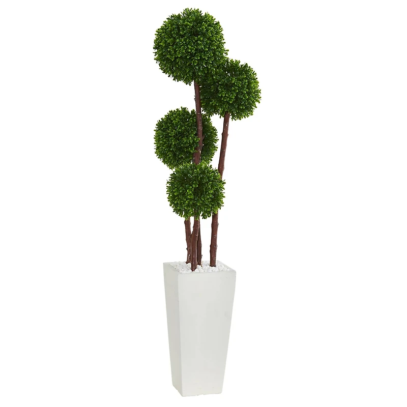 4ft. UV Resistant Boxwood Artificial Topiary Tree in Planter
