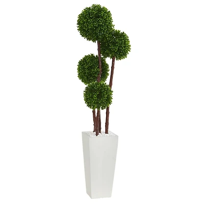 4ft. UV Resistant Boxwood Artificial Topiary Tree in Planter
