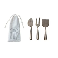 Hello Honey® Antique Gold Artisan Hand-Forged Metal Cheese Server Set