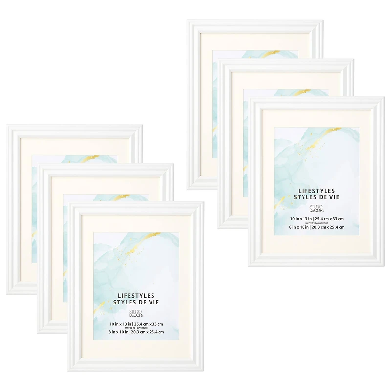 6 Pack: White 8" x 10" Frame with Mat, Lifestyles™ by Studio Décor®