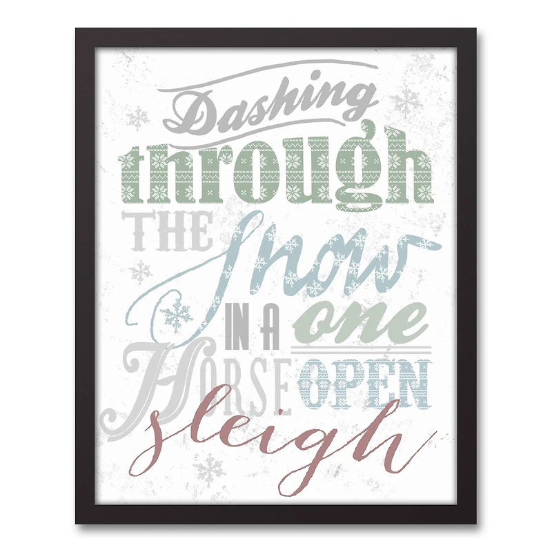 Dashing Through the Snow Typography Framed Canvas Wall Art