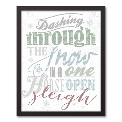 Dashing Through the Snow Typography Framed Canvas Wall Art