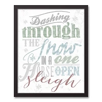 Dashing Through the Snow Typography Framed Canvas Wall Art