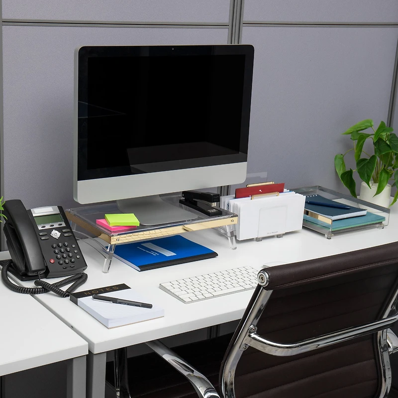 Mind Reader Cosmopolitan Collection Gold Foldable Monitor Stand