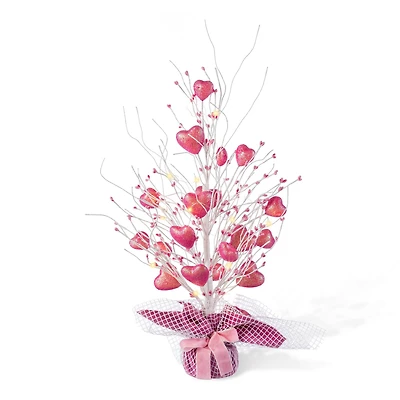 Glitzhome® 21" Lighted Valentine's Pink Heart Table Tree